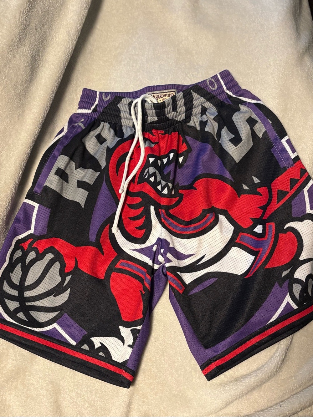 Mitchell & Ness Red, Purple & Black Raptors Graphic Men’s Basketball Shorts